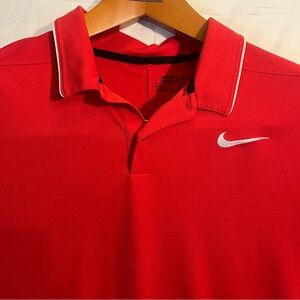 Nike Dri-FIT Golf Polo Shirt Red White Short Sleeve Men’s Standard Fit XL